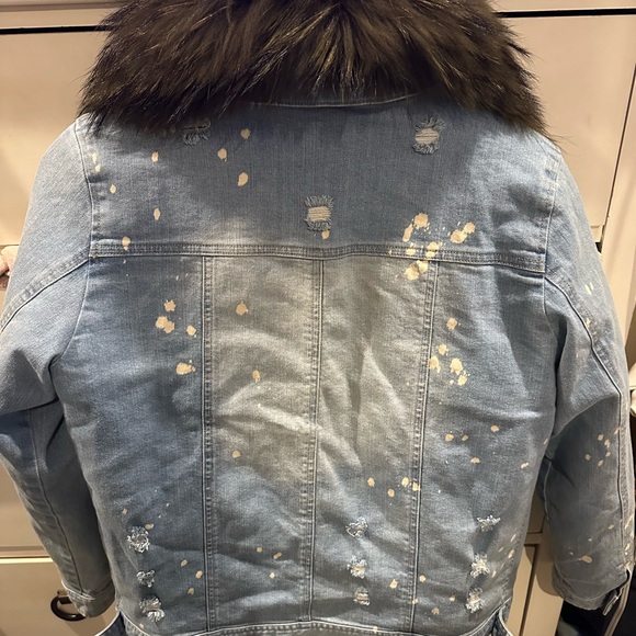 Daniella Erin NYC Fox Fur lined Fox Collar Denim Jacket NWOT - Picture 5 of 9